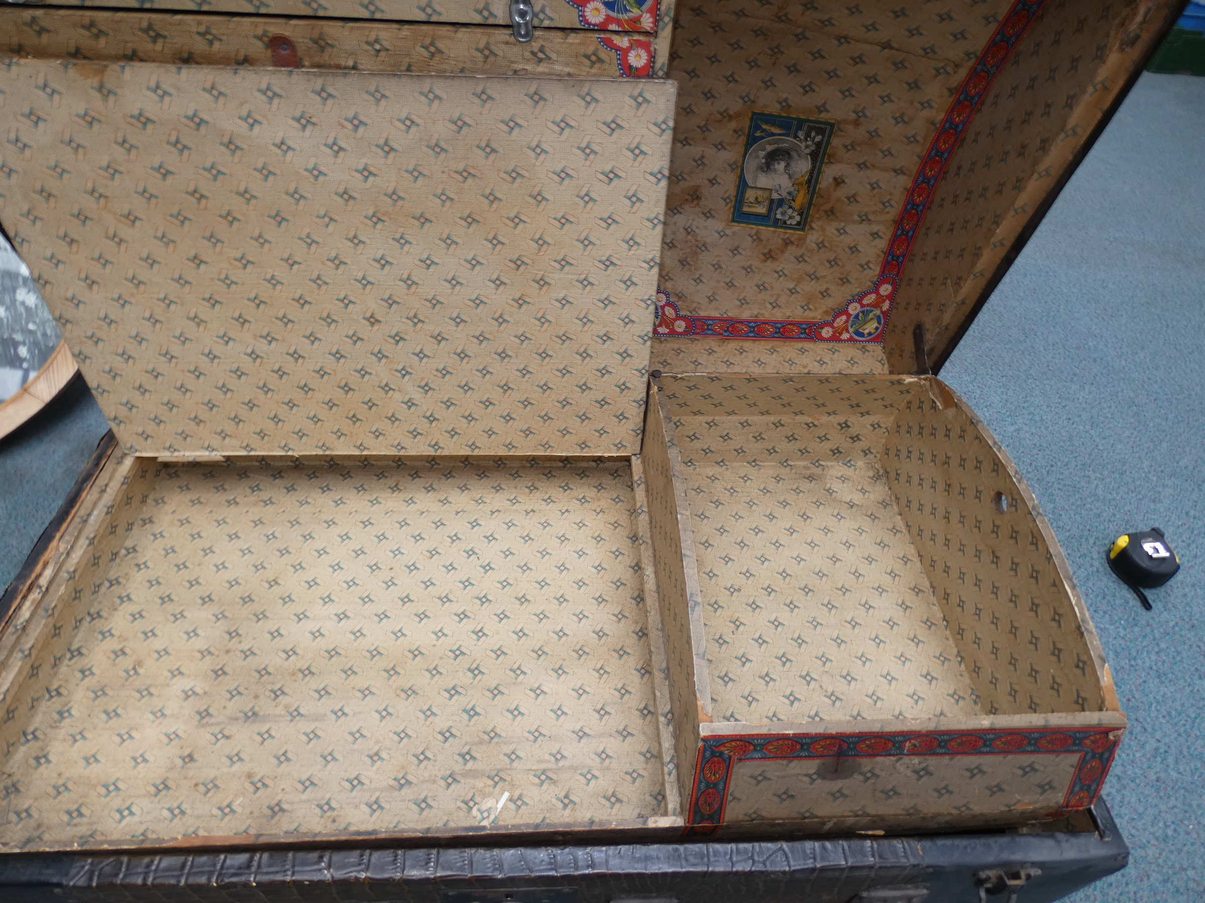 19th Century Steamer Trunk with original paper lin - Image 4 of 4