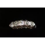 5 Stone Diamond Ring approx .80ct, set in 14ct Whi
