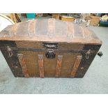 19th Century Steamer Trunk with original paper lin