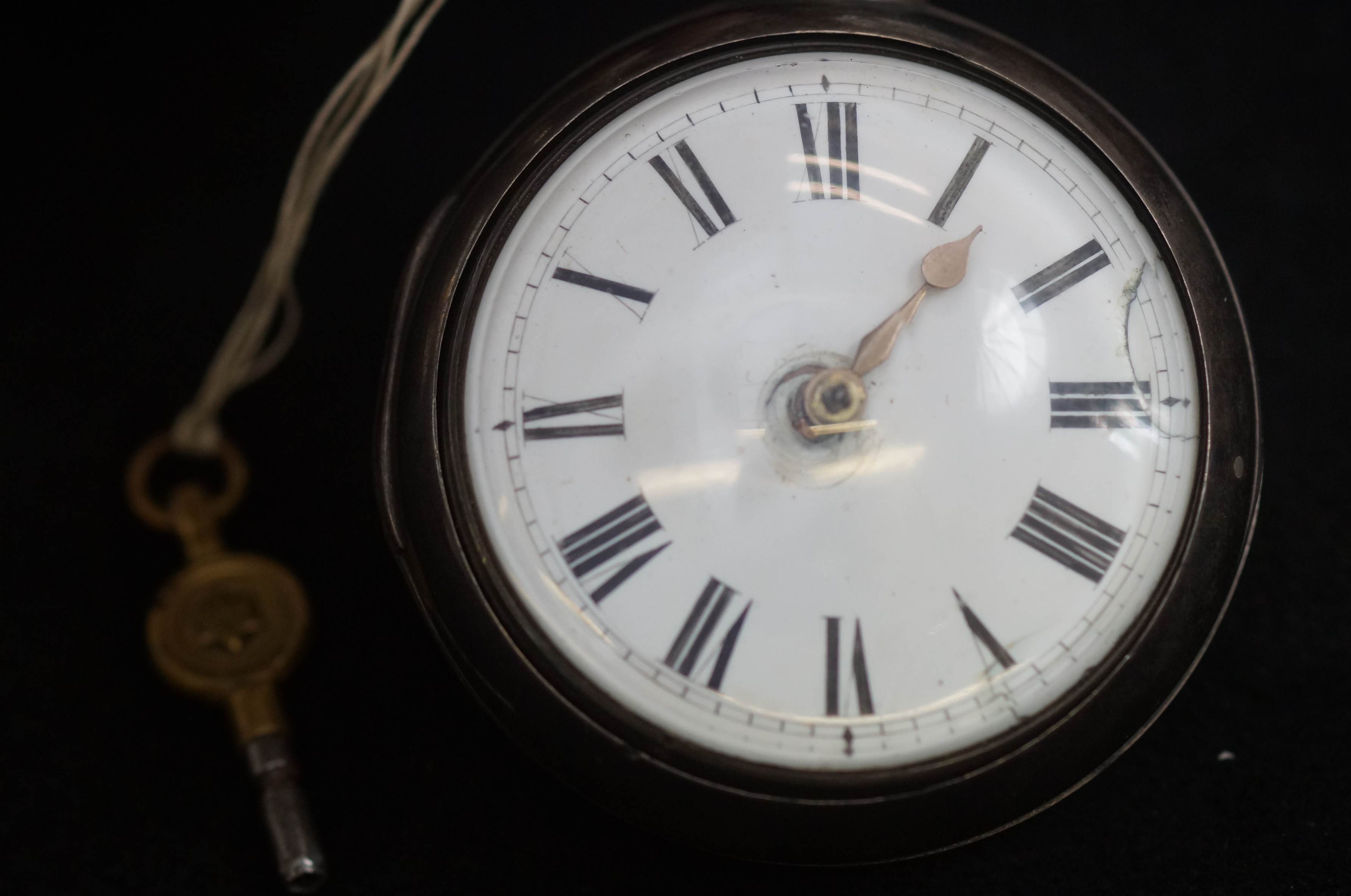 Georgian paircase silver pocket watch with platf