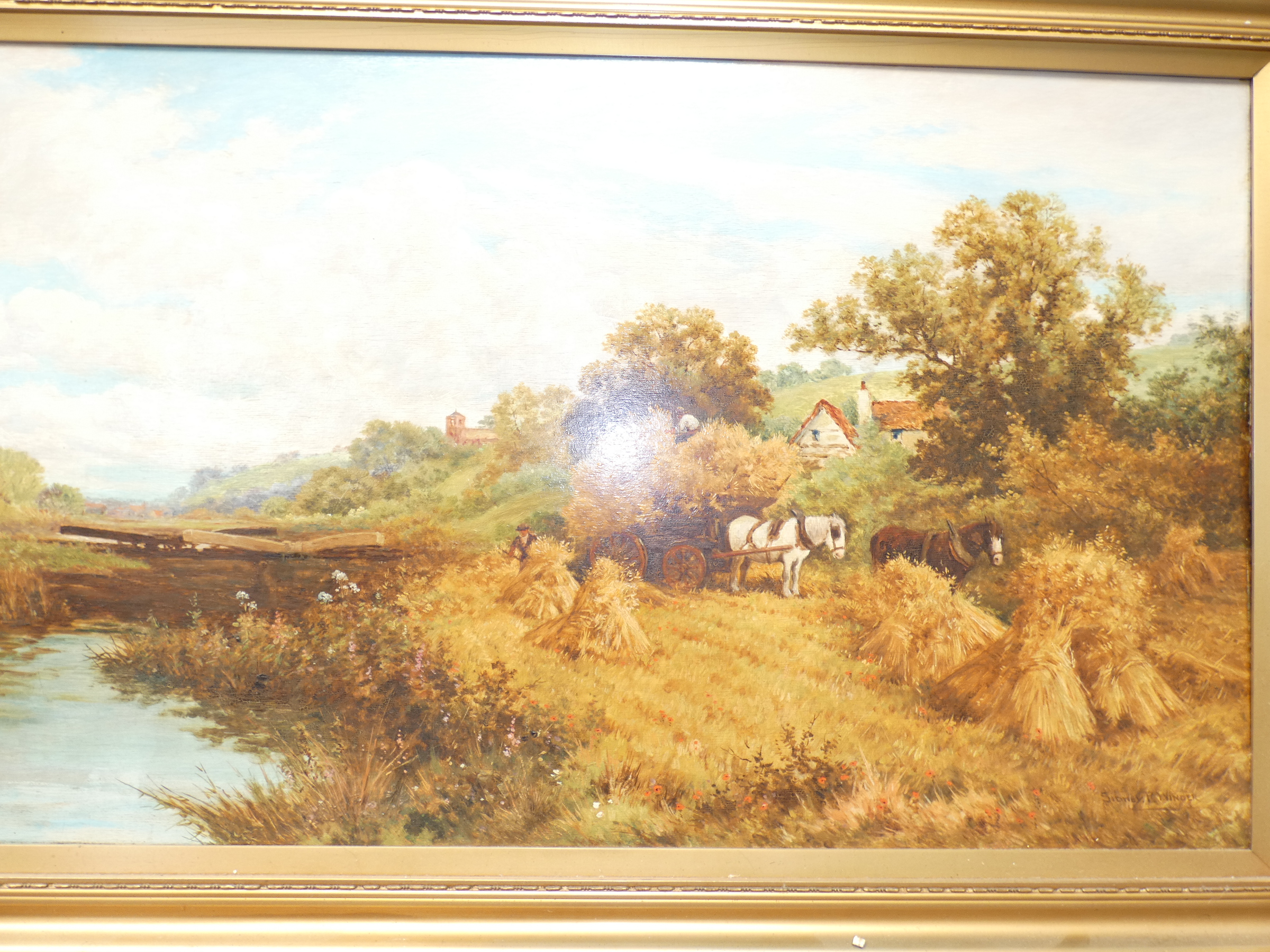 Large Oil on Board Country Farming Scene Signed Si