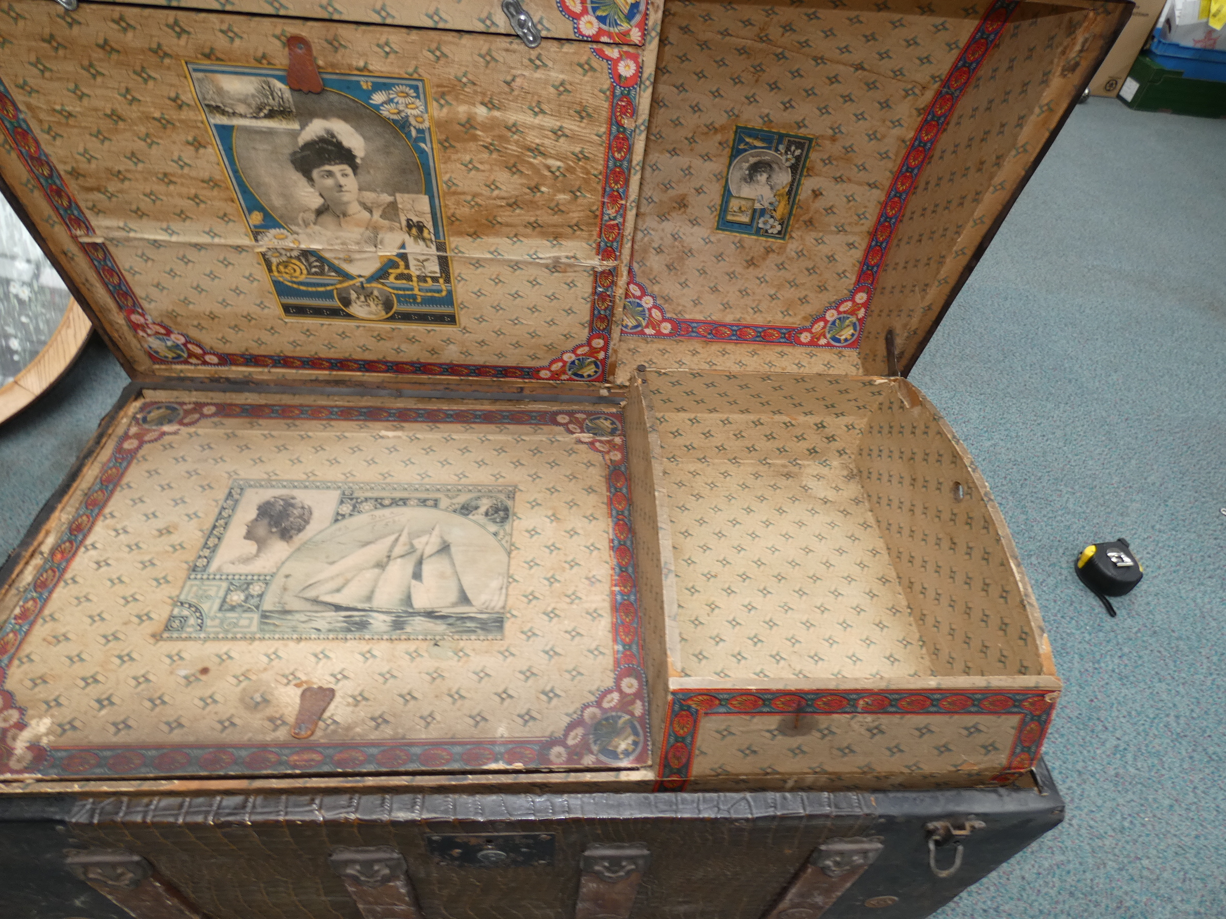 19th Century Steamer Trunk with original paper lin - Image 2 of 4