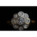 18ct Gold and Platinum Diamond Ring, set with cent