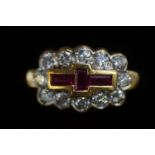 Very Fine Quality Diamond and Ruby Cluster Ring 0.