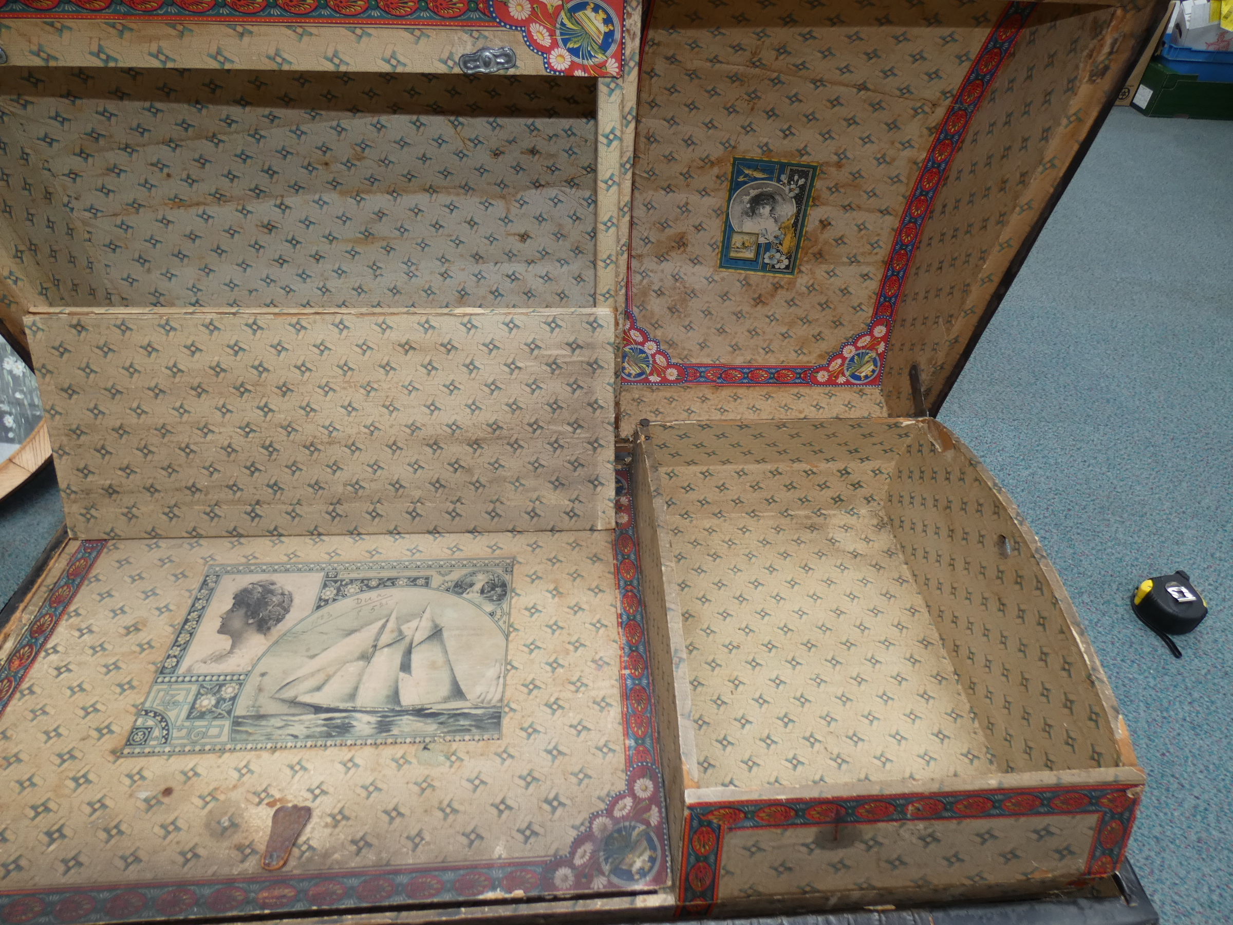 19th Century Steamer Trunk with original paper lin - Image 3 of 4