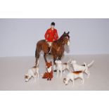 Beswick huntsman with fox & 4 hounds