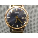 Vintage Oris gents wristwatch with blue face & dat