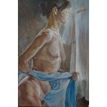 Large oil on canvas nude, indistinct signature