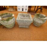 3 Stoneware planters