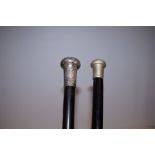 2x Silver topped swagger/walking sticks