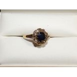 18ct Gold cluster ring set with sapphires & diamon