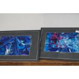 Pair of signed acrylic abstracts