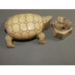 Carved bone turtle together with a carved possibly