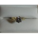 9ct Gold dress ring set with large white stone Siz