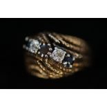 9ct Gold diamond & sapphire ring Weight 6.7g