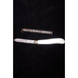 Silver fruit knife with mother of pearl handle tog