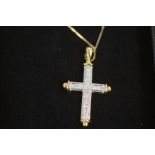 9ct gold chain and cross pendant set with diamonds