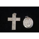 Silver cross & silver photo pendant