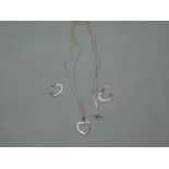 9ct Gold heart pendant & earring set