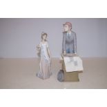 2x Lladro figures, 1 parasol missing & 1 A/F