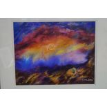 Framed pastel, abstract signed Roma 2002