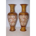 Pair of Doulton Lambeth salt glazed stone vases He