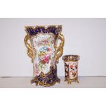 An early Royal crown derby four footed vase togeth