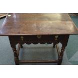 18th Century oak drawered table with pegged constr