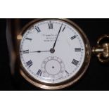 Gold plated full hunter pocket watch, currently ti