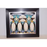 Moorcroft framed penguin frieze plaque