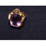 9ct Gold dress ring with large amethyst Size P