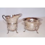 Silver matching milk jug & sugar bowl with lion fe