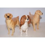 3 Beswick dogs - King Charles & 2 Retrievers