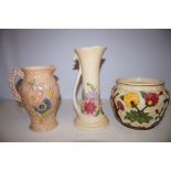 Radford vase, Indian tree plant pot & a Arthur Woo