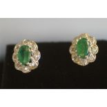 9ct Gold emerald & diamond earrings