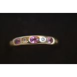 9ct Gold ring set with pink stones & diamonds