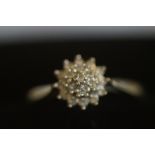 9ct White gold diamond cluster ring