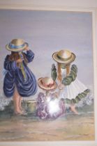 Signed watercolour titled 3 Girls, Artist - May Ma