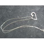 10ct White gold heart shaped pendant & chain set w
