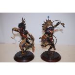 Pair of metal native Indians- Spirt to the raven &