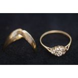 9ct Gold ring set with white stones- 1 stone missi