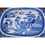 Large blue & white turkey plate