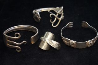 3 Bracelets & a ring made from cutlery