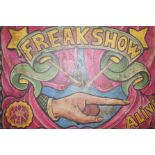 Wooden fairground sign freak show