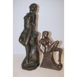 Art deco chalk figure & a resin figure Tallest 42