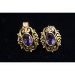 Pair of 9ct Gold earrings set with amethyst