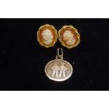 Pair of 9ct Gold cameo earrings together with a 9c