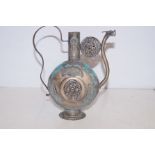 Oriental brass & enamel kettle
