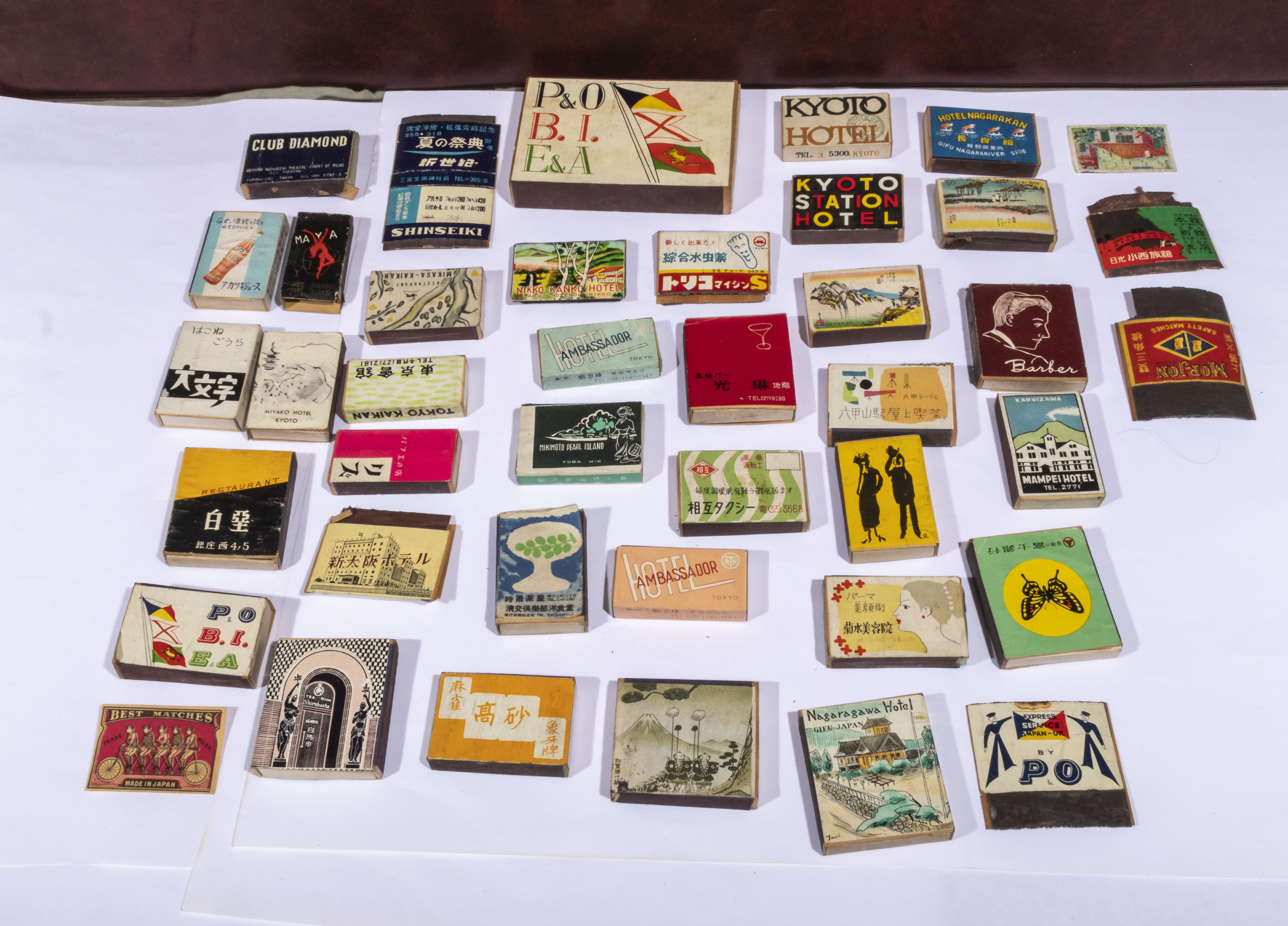 A collection of collectable Japanese match boxes and match box labels