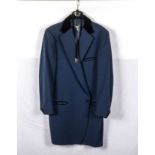 A gents 1950's style Teddy Boy drape jacket blue with dark blue collar and half back belt and a